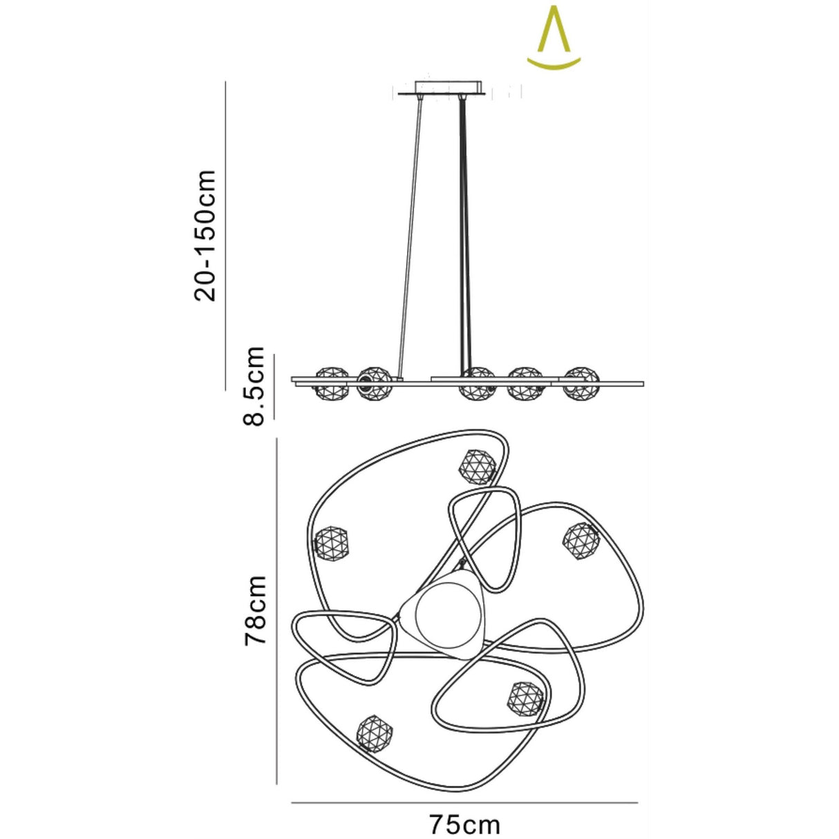 Lux 5 Light Suspension Light - Polished Chrome