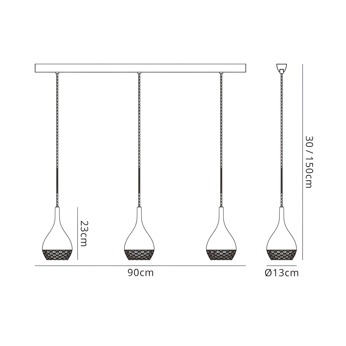 Khalifa 3 Light Bar Pendant Light - Copper