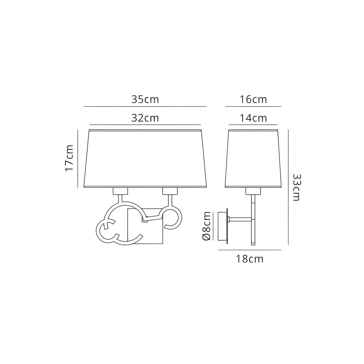 Argi 2 Light Wall Lamp - Brown Oxide With Taupe Shade