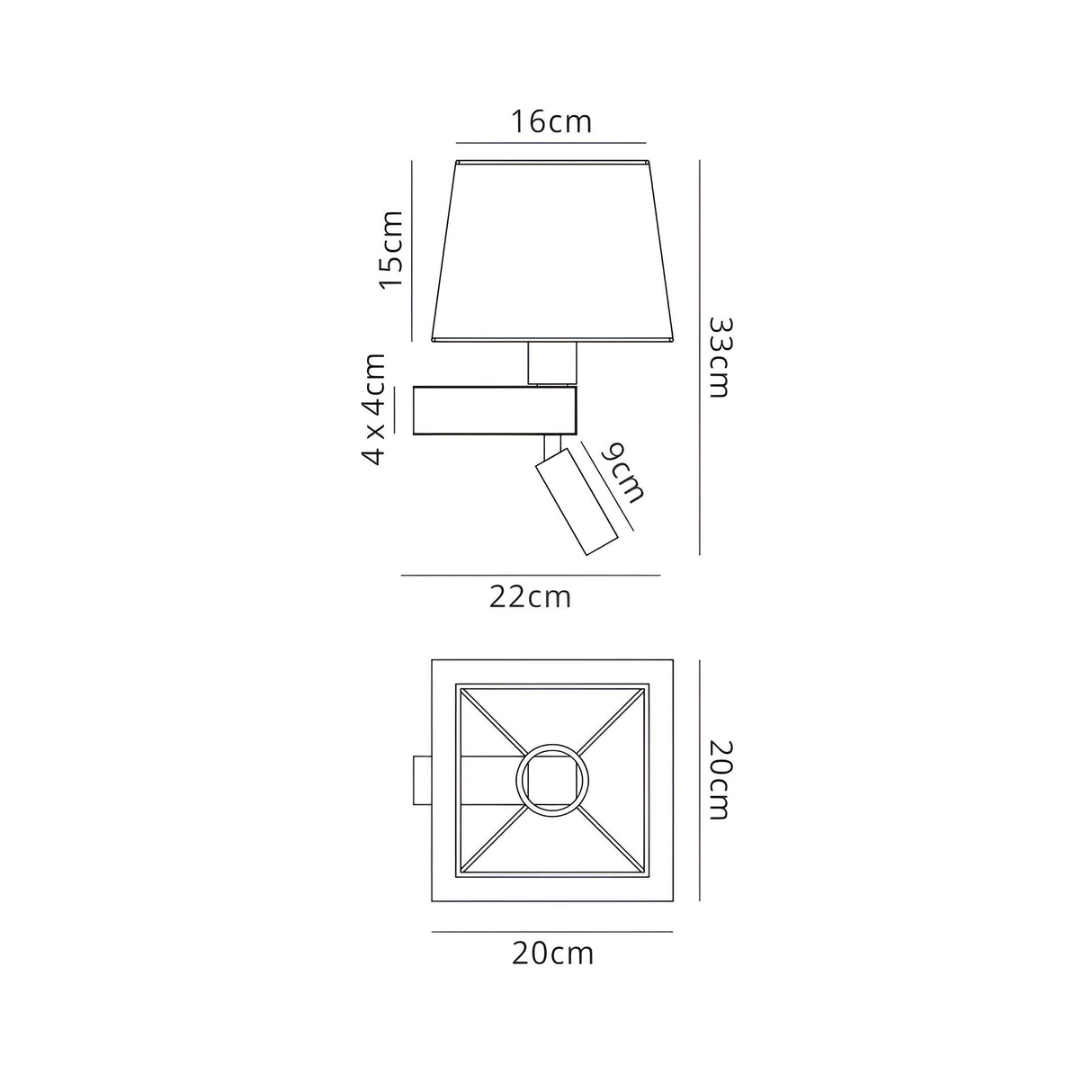 Bahia LED Wall/Reading Light With Switch - Bronze (Without Shade)