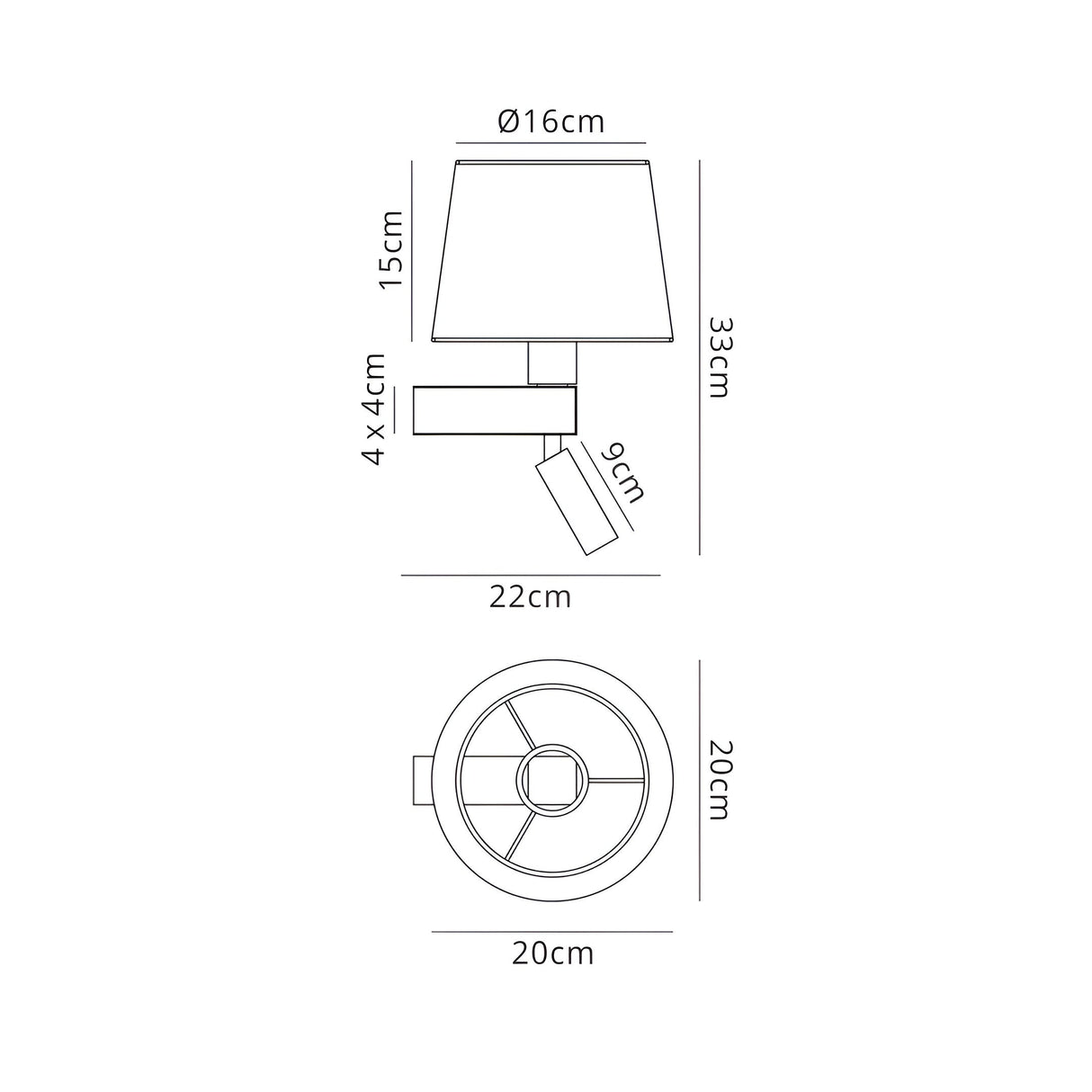 Bahia LED Wall/Reading Light - Nickel (Without Shade)