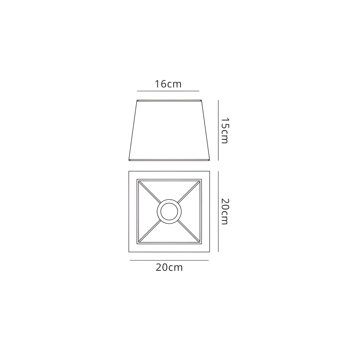 Habana Square Wall Lamp Lampshade - Black, 16/20cm x 15.2cm