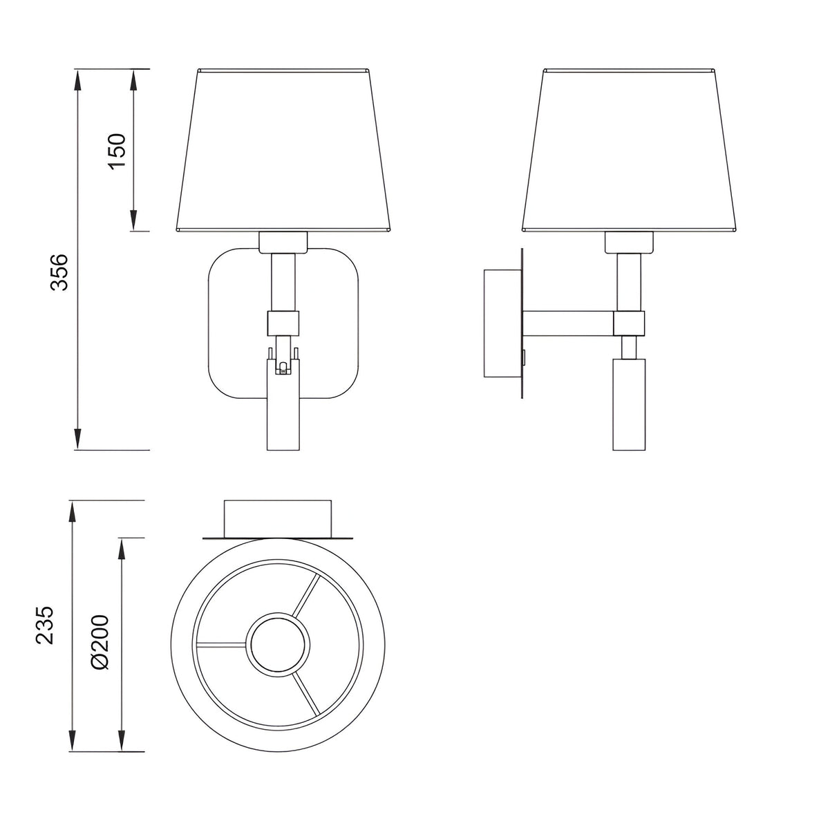 Habana LED Wall/Reading Light - White (Without Shade)