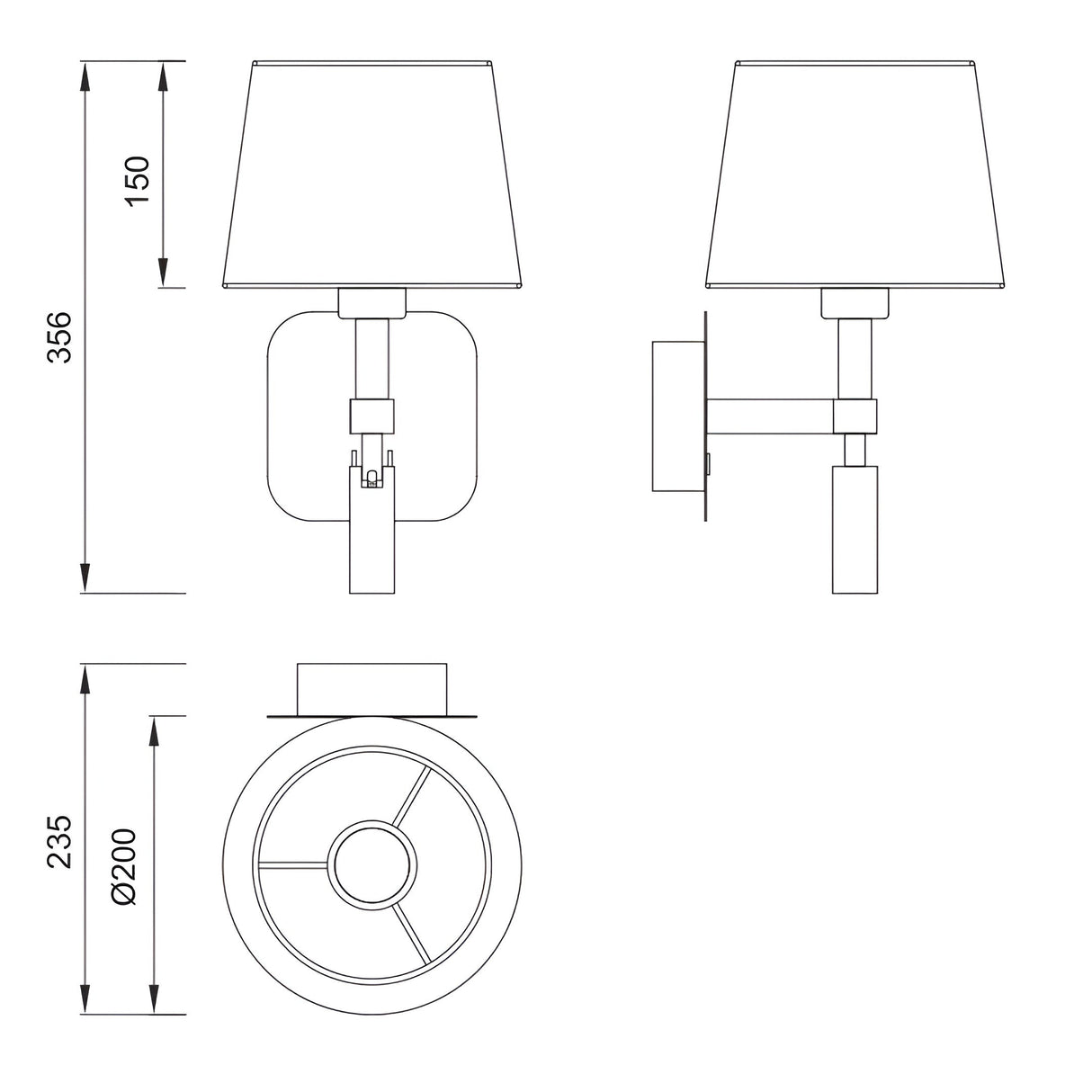 Habana LED Wall/Reading Light - Black (Without Shade)