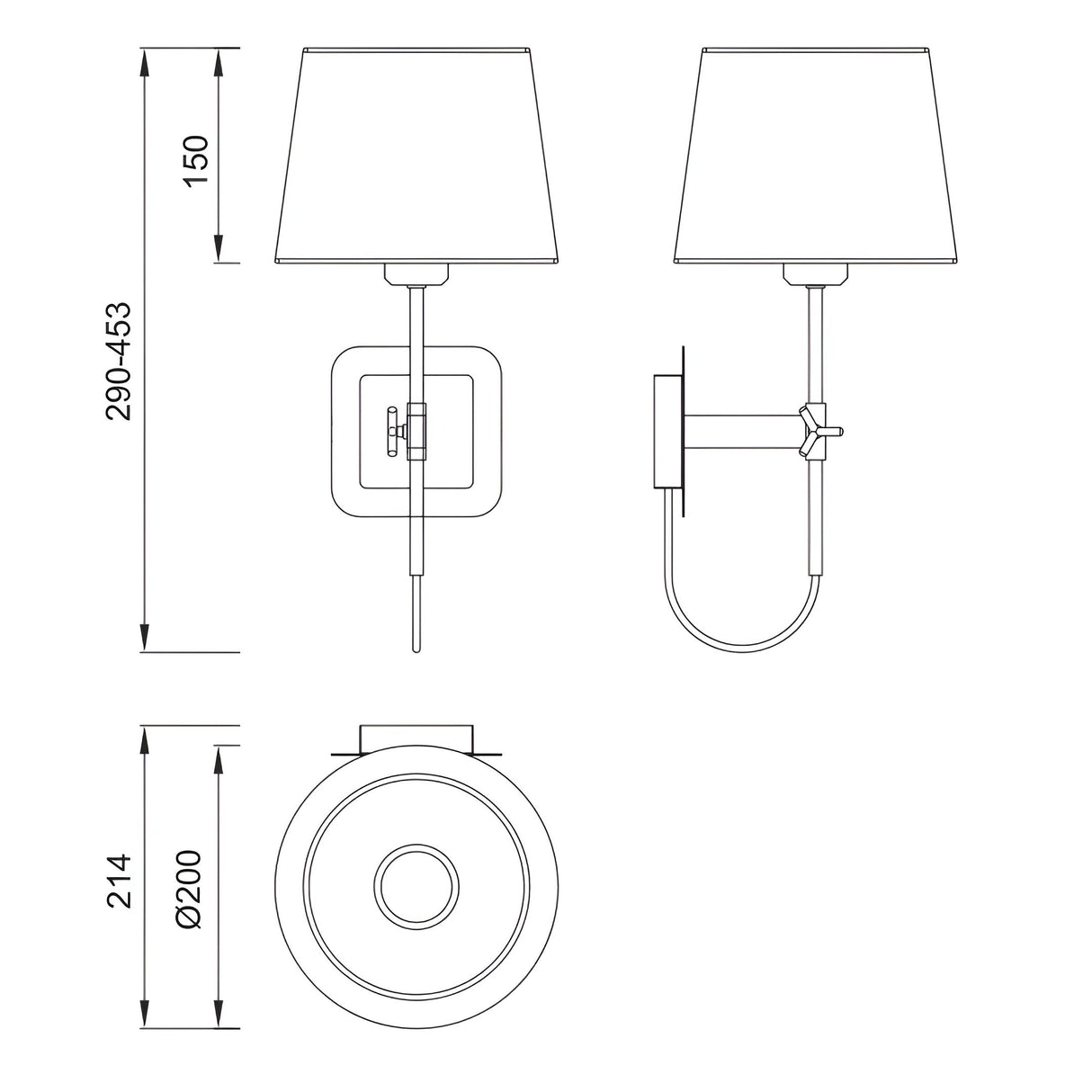 Habana Telescopic 1 Light Wall Light - Black/Chrome (Without Shade)