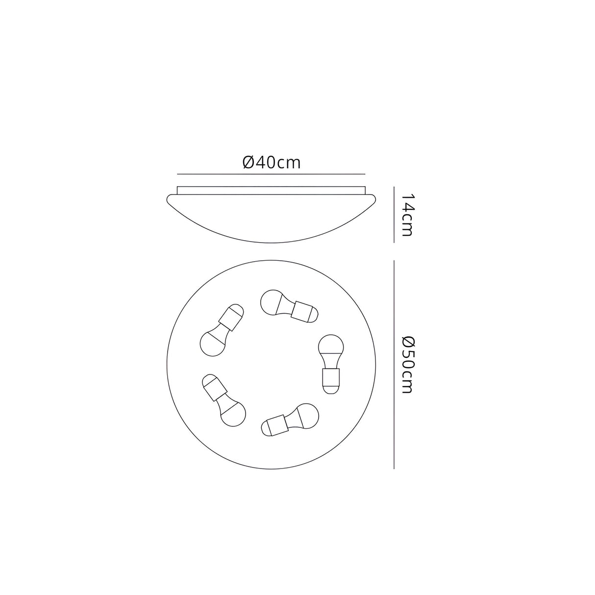 Zero Large Flush 5 Light Wall/Flush Ceiling Light - White