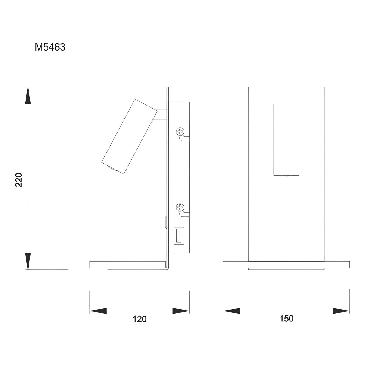 Nordica II LED Wall/Reading Light With USB And Support - White