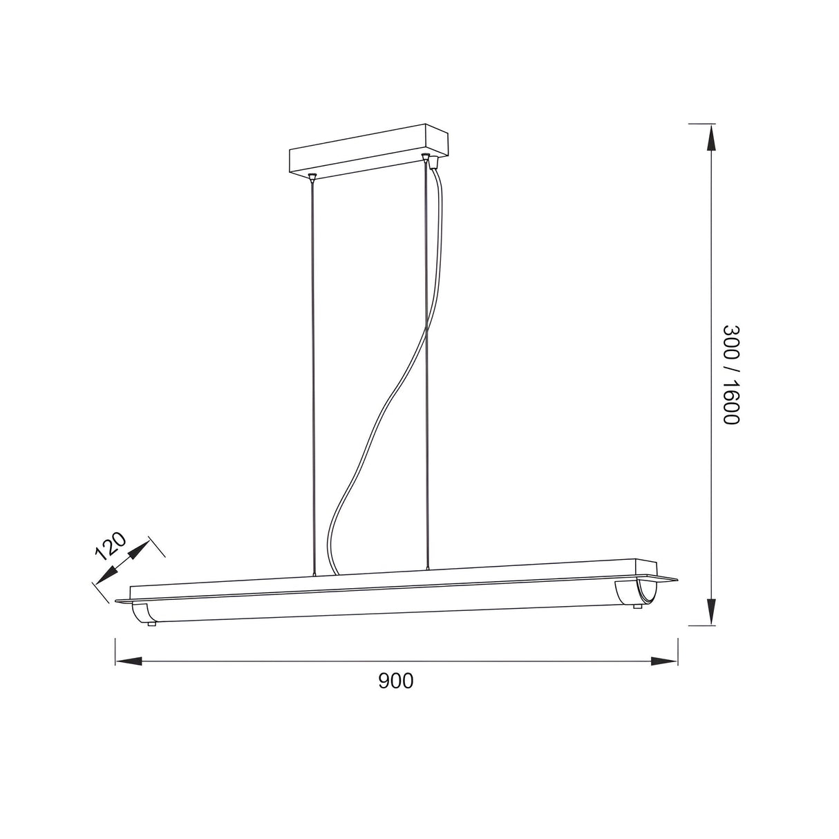 Tube LED Linear Suspension Light 26W 4000K - Polished Chrome