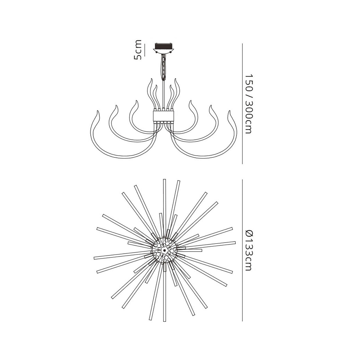 Versailles 133cm LED Chandelier 553W 3000K - Polished Chrome