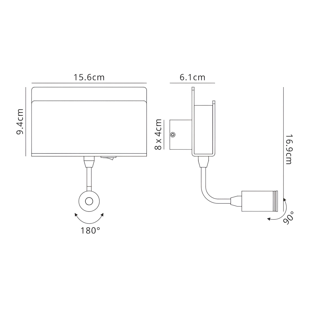 Cabarete LED Wall/Reading Light With Switch - White
