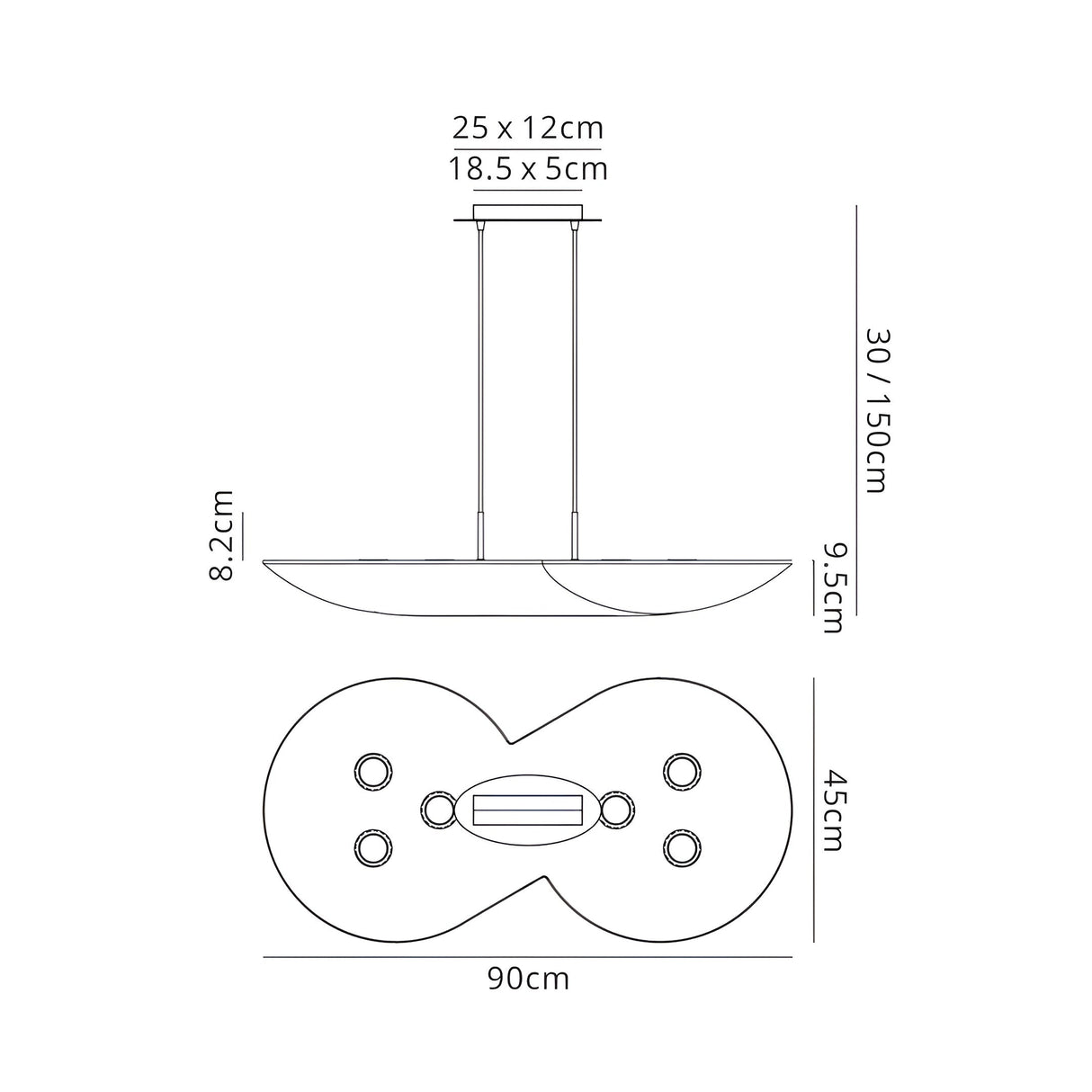 Flow 6 Light Linear Suspension Light - Chrome & White
