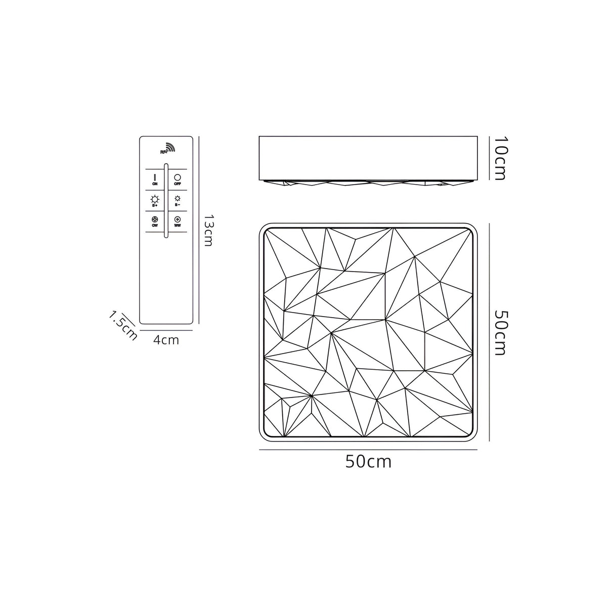 Rombos Square CCT Dimmable LED Flush Ceiling Light With Remote Control - White