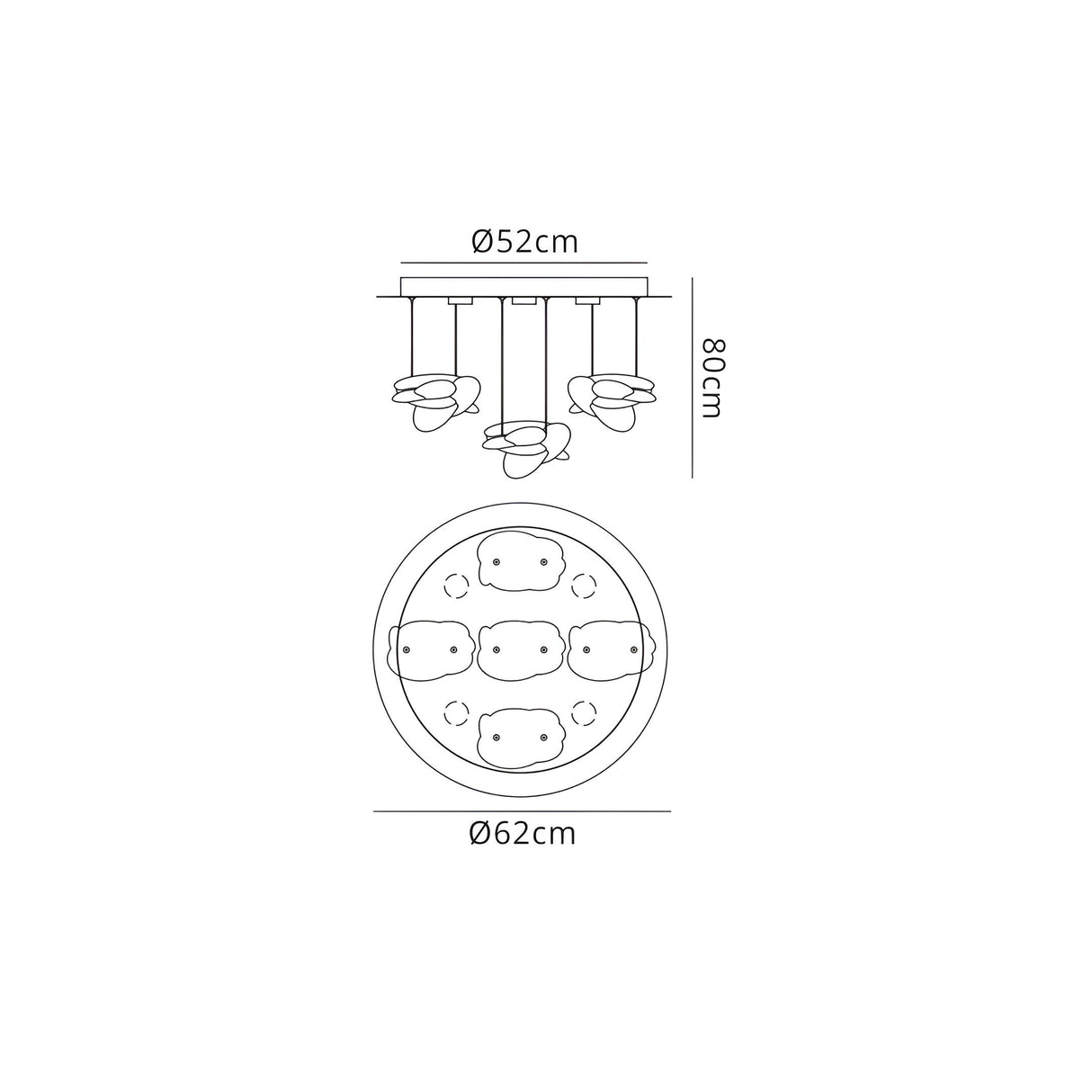 Nido 5 Light LED Cluster Pendant Light 50W 3000K - Polished Chrome