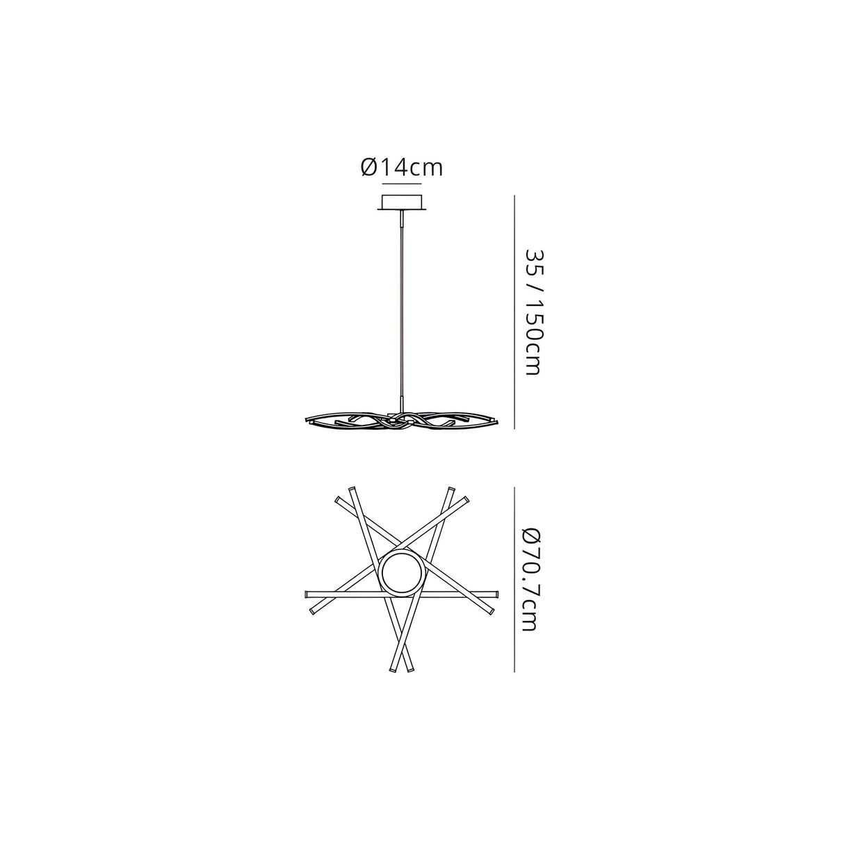 Aire 71cm LED Suspension Light 42W 3000K - Polished Chrome