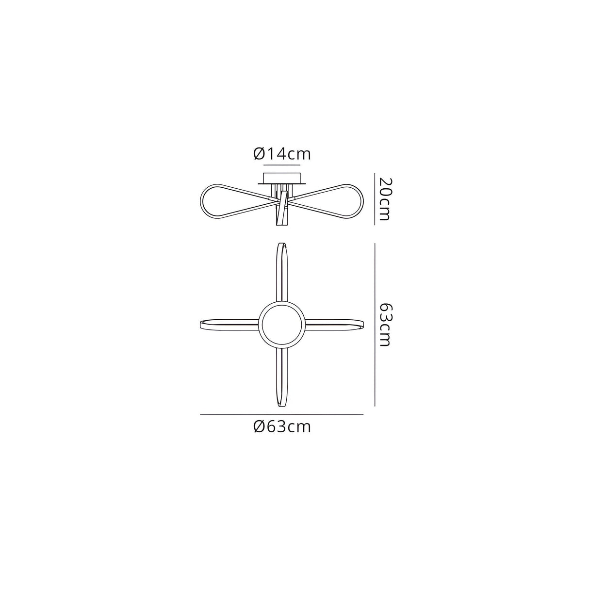 Bucle LED Semi-Flush Ceiling Light 40W - Polished Chrome