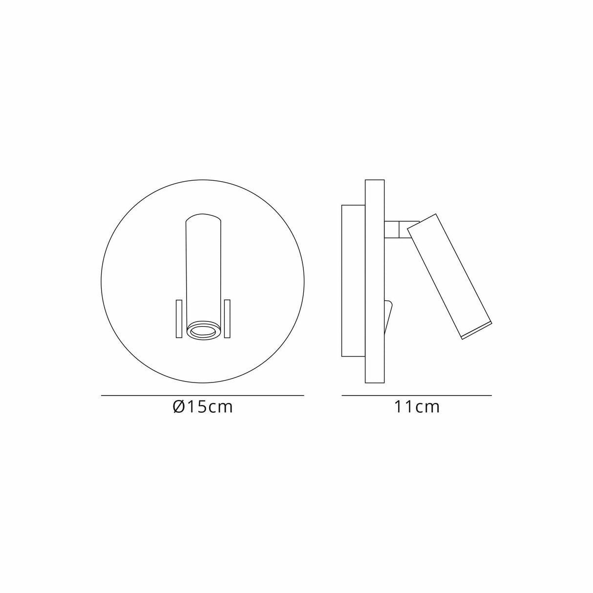 Cayman Round LED Wall/Reading Light With Switch - Sand Black