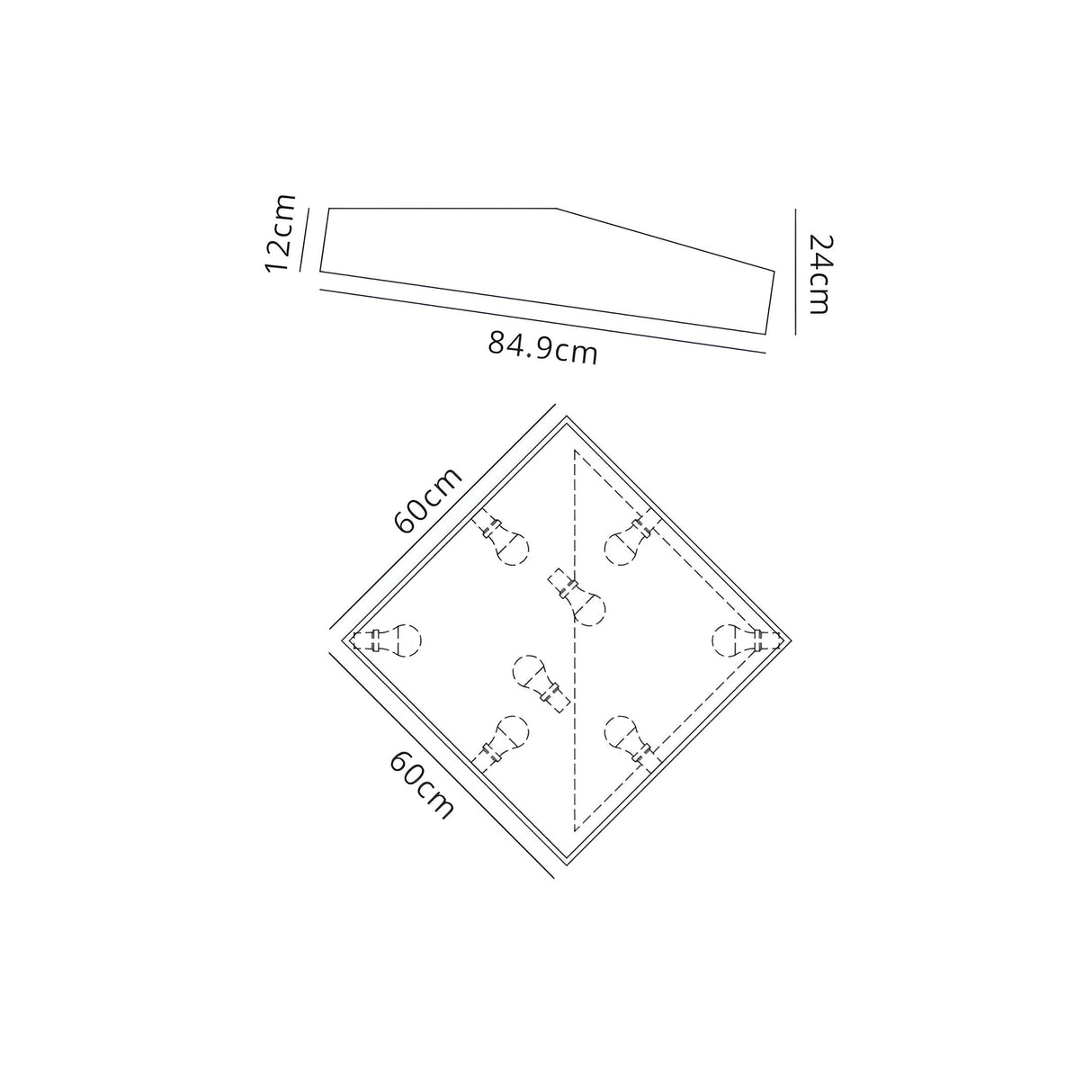 Mini 8 Light Square Flush Ceiling Light - White