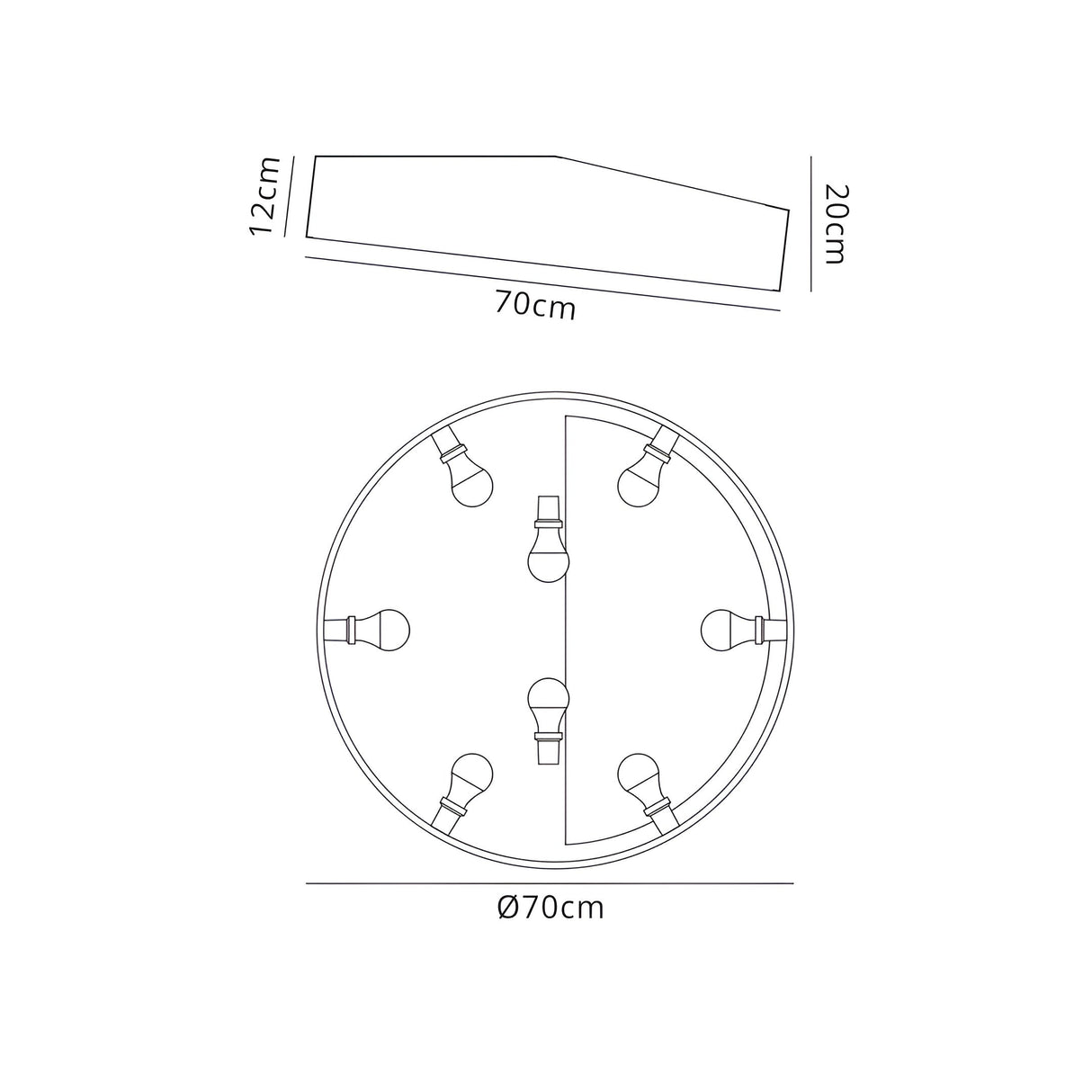 Mini Large 8 Light Round Flush Ceiling Light - White