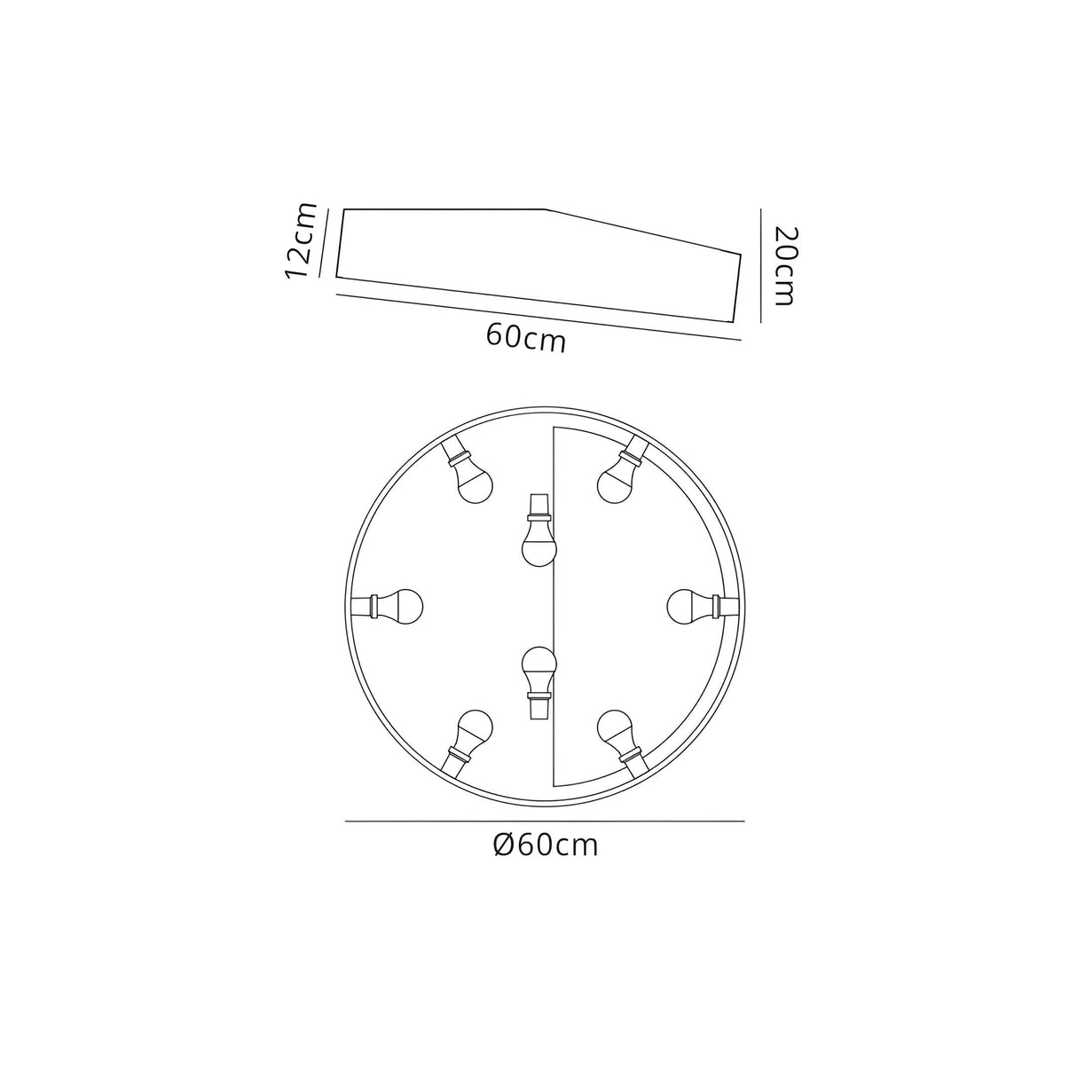Mini Small 8 Light Round Flush Ceiling Light - White