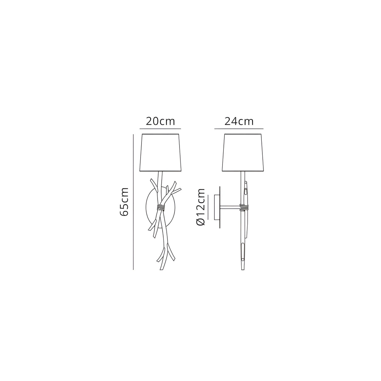 Sabina 1 Light Wall Light - Imitation Wood With Linen Shade