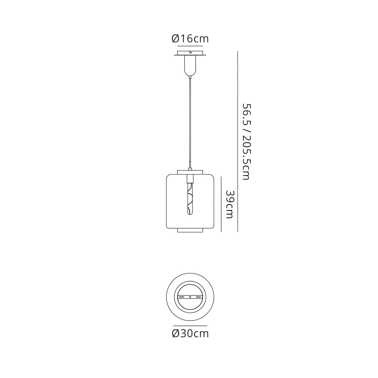 Jarras 30cm 1 Light Glass Pendant Light - Chrome & Ash Grey