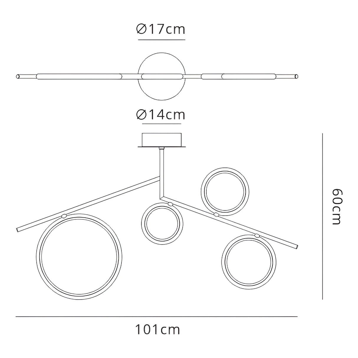 Olimpia LED Semi-Flush Ceiling Light 42W 3000K - Chrome