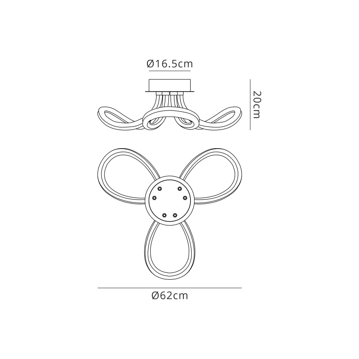 Knot II LED Semi-Flush Ceiling Light 3000K 40W - Chrome