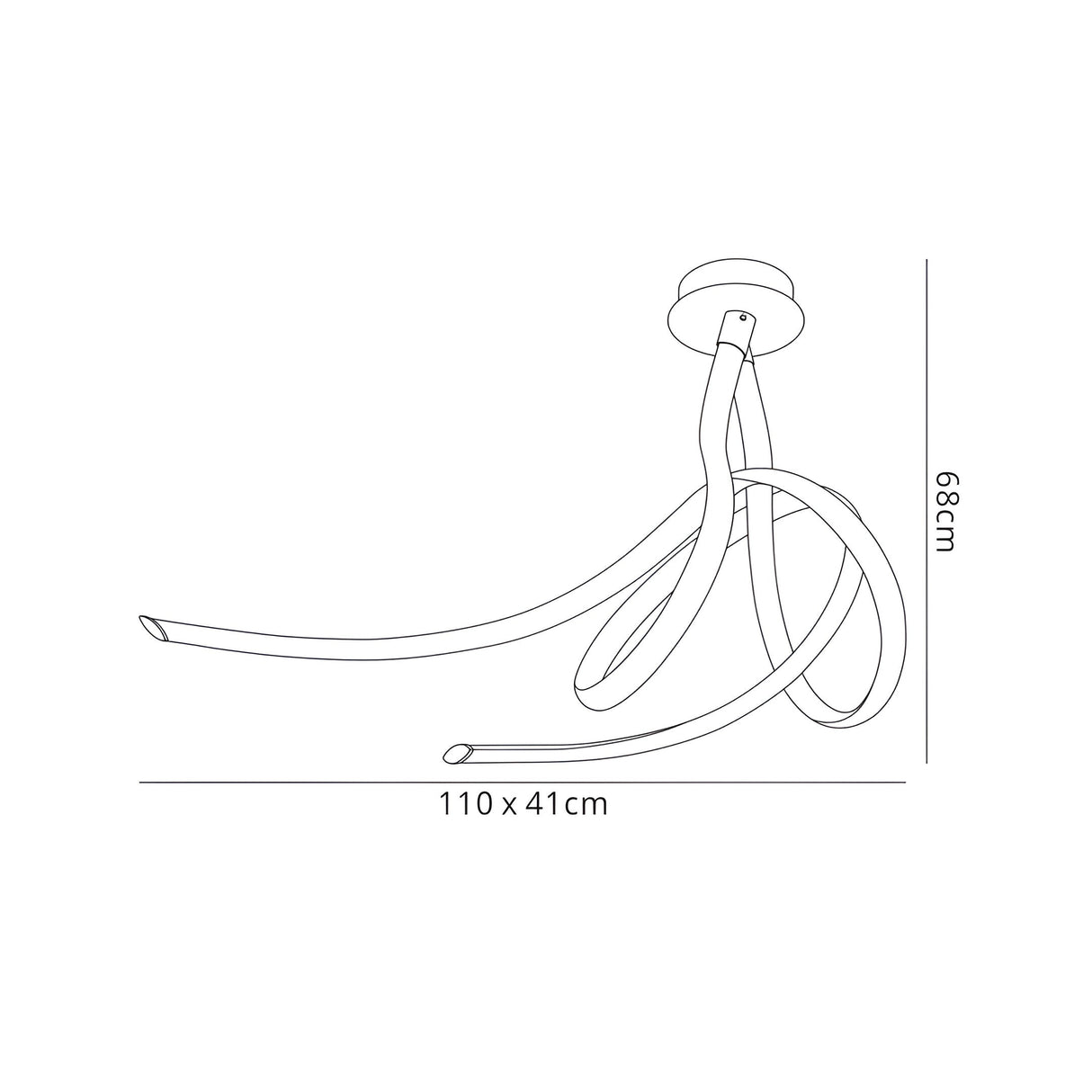 Armonia Large Ribbons Dimmable LED Semi-Flush Ceiling Light 60W 3000K - Polished Chrome
