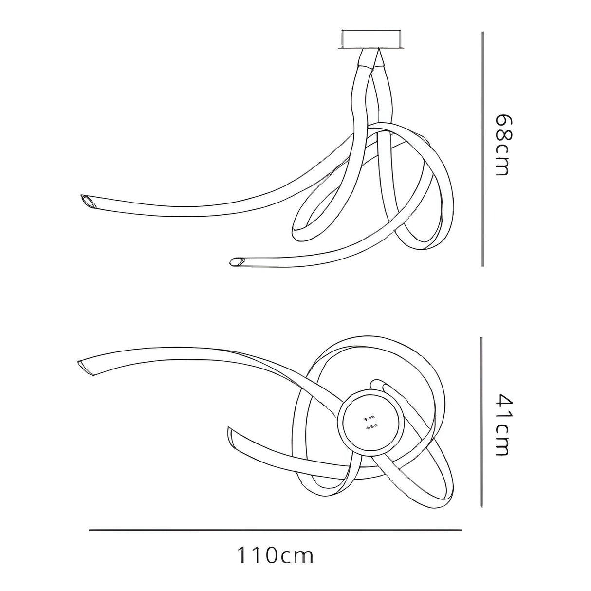 Armonia Large Ribbons Dimmable LED Semi-Flush Ceiling Light 60W 3000K - Dark Silver