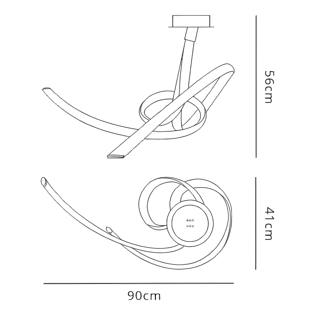 Armonia Medium Ribbons Dimmable LED Semi-Flush Ceiling Light 60W 3000K - Dark Silver