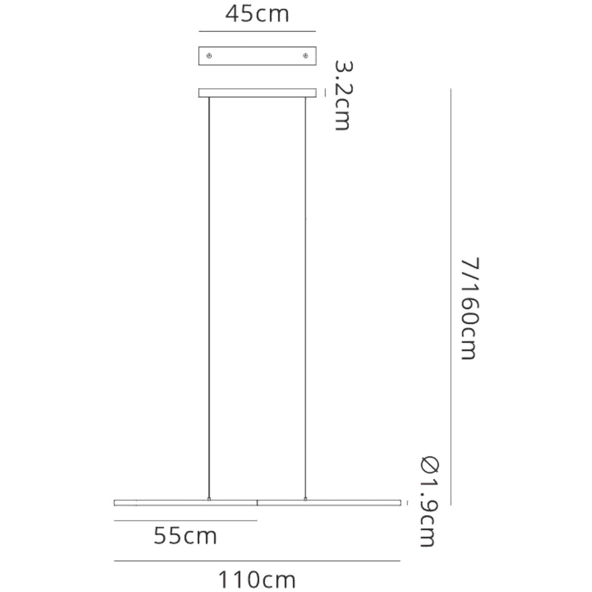 Torch LED Linear Suspension Light 22W 3000K - Sand Black