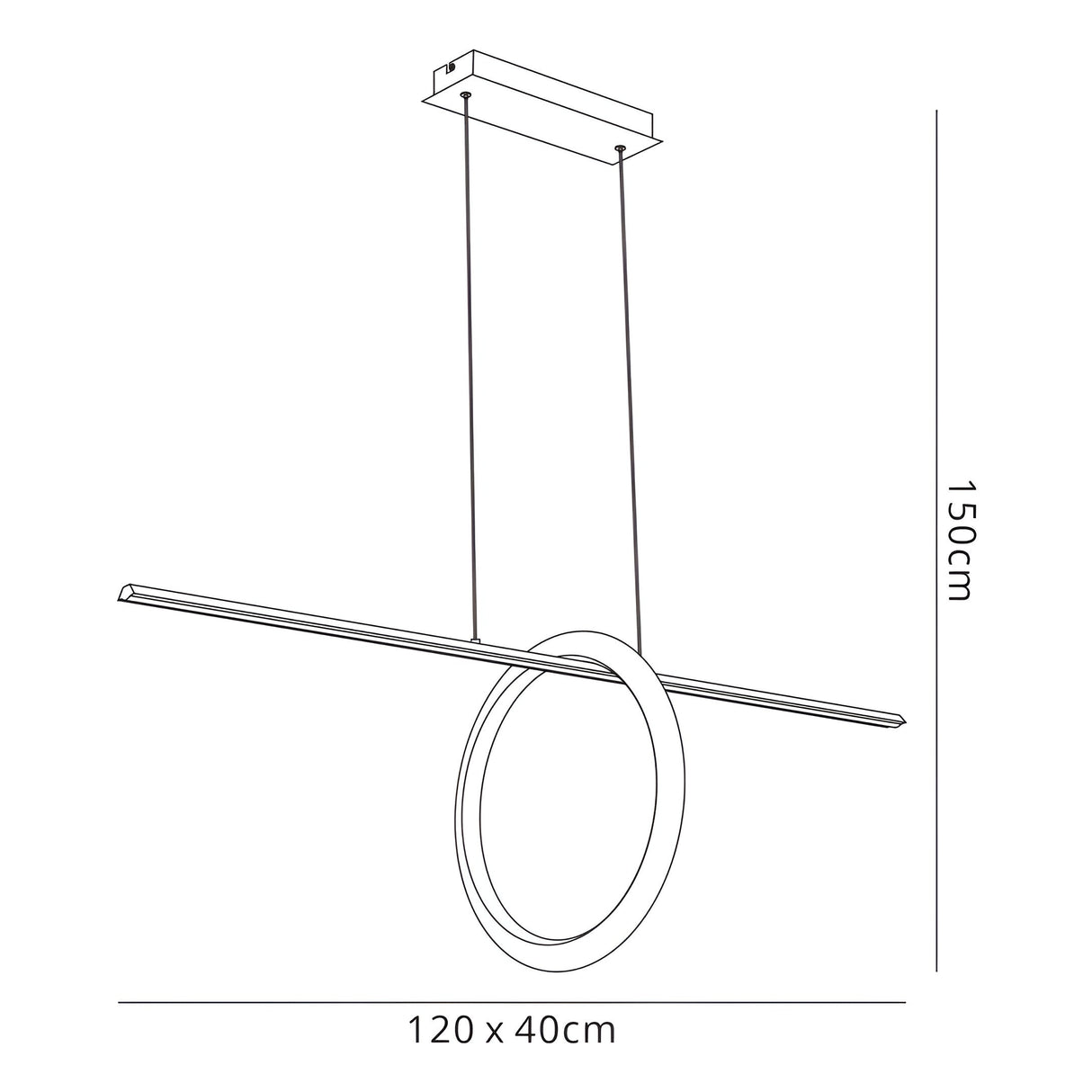 Kitesurf Loop Under LED Linear Suspension Light - Black