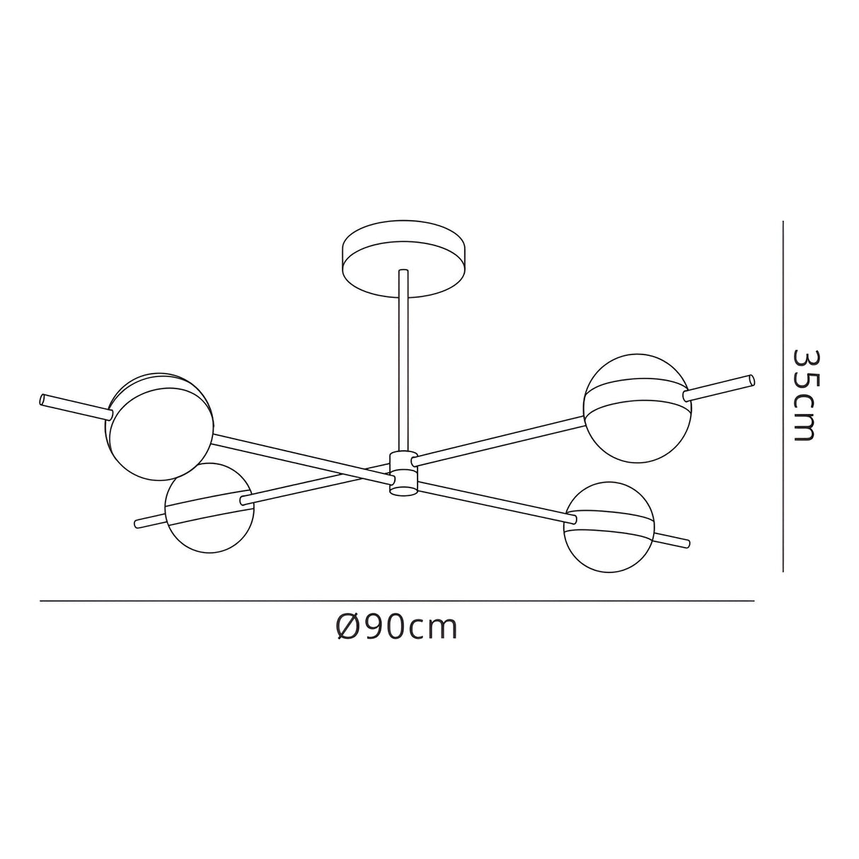 Cuba LED Semi-Flush Ceiling Light 32W 3000K – Gold & Black