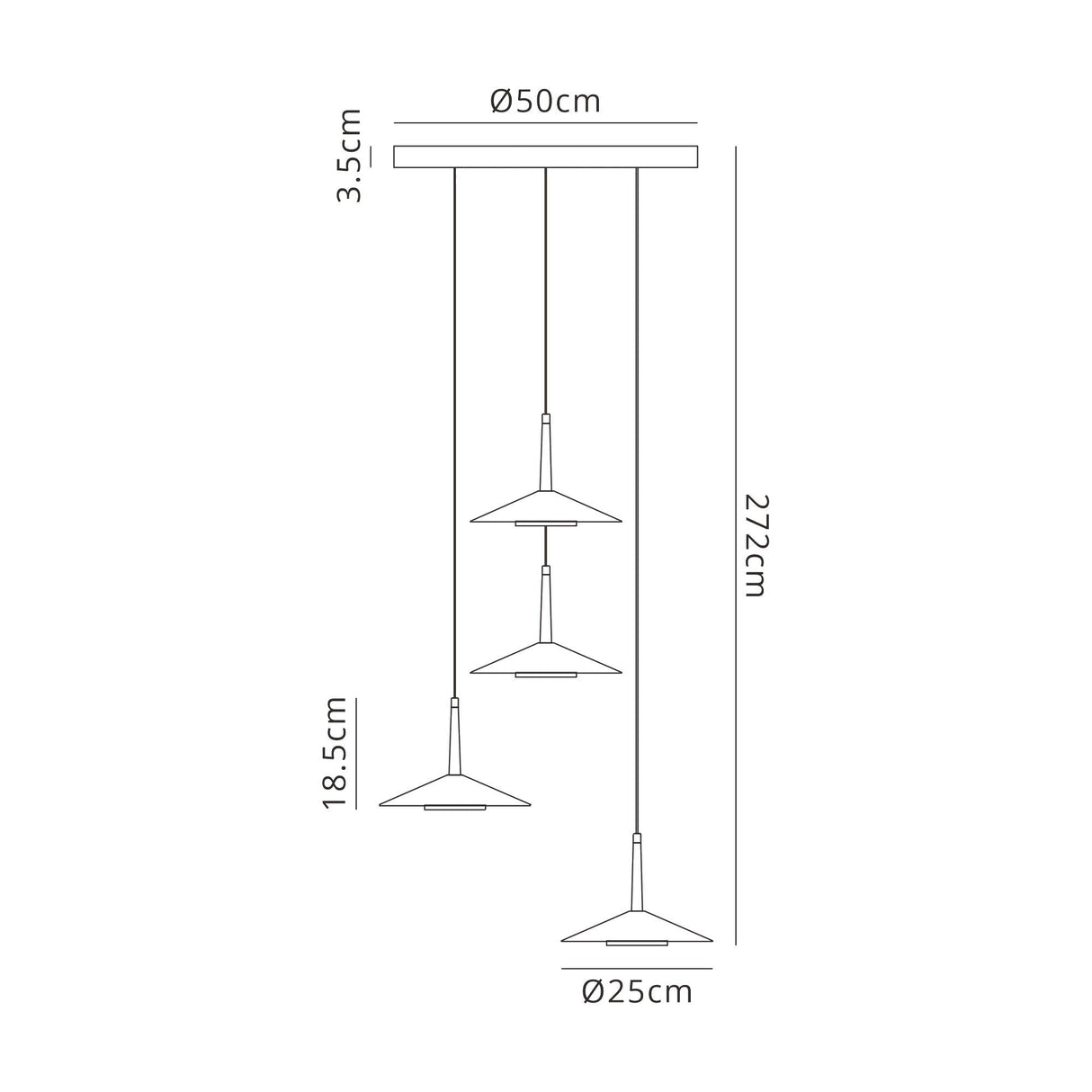 Orion 4 Light LED Cluster Pendant Light 32W 3000K - Black & Brass
