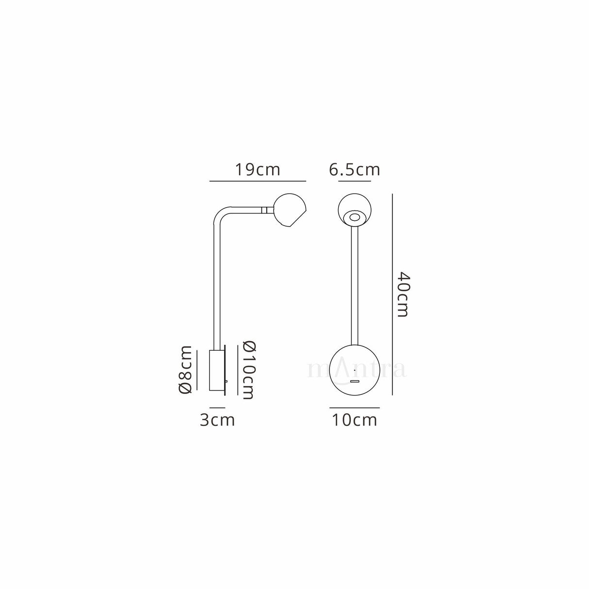Eyes LED Wall Light With Switch 6W 3000K - Sand Black
