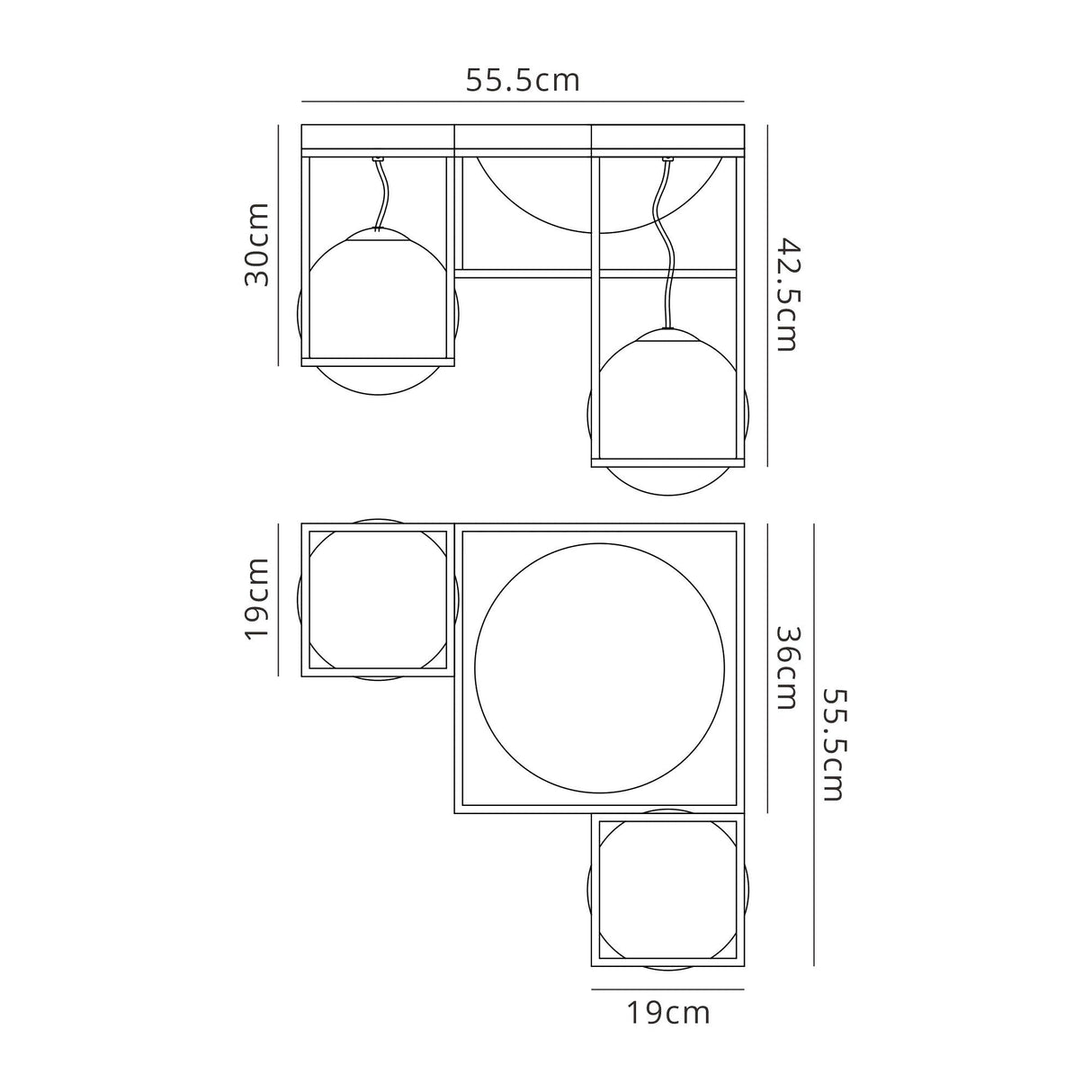 Desigual 5 Light Semi-Flush Ceiling Light - Matt Black