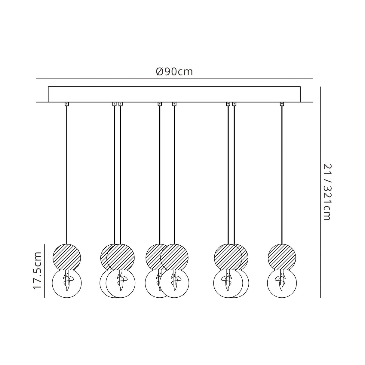 Galaxia 15 Light Round Cement Cluster Pendant Light - Multicoloured