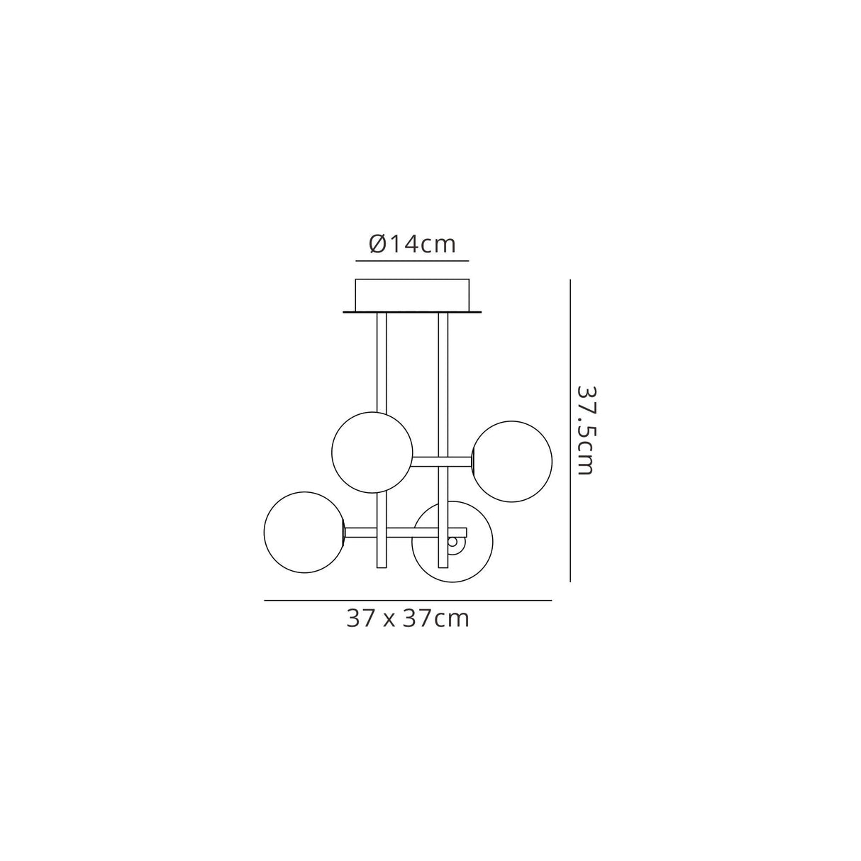 Cellar 4 Light Semi-Flush Ceiling Light 20W 3000K – Black