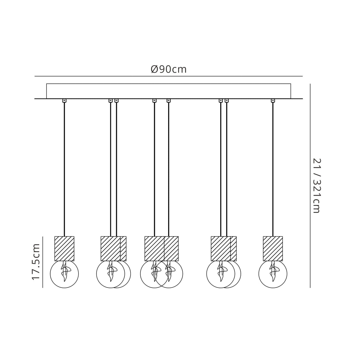 Galaxia 15 Light Square Cement Cluster Pendant Light - Multicoloured