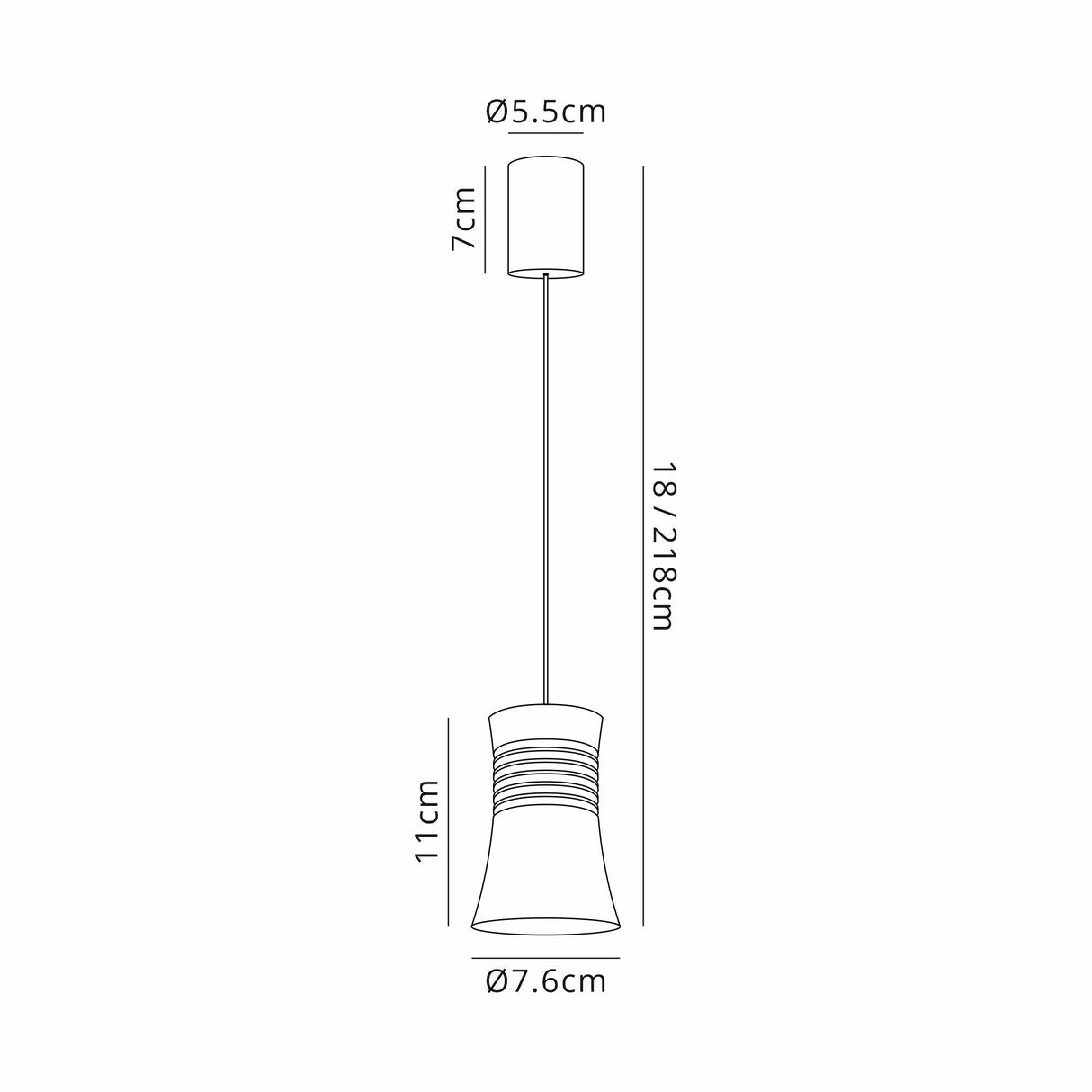 Pagoda 5.5cm 1 Light Pendant Light - Black