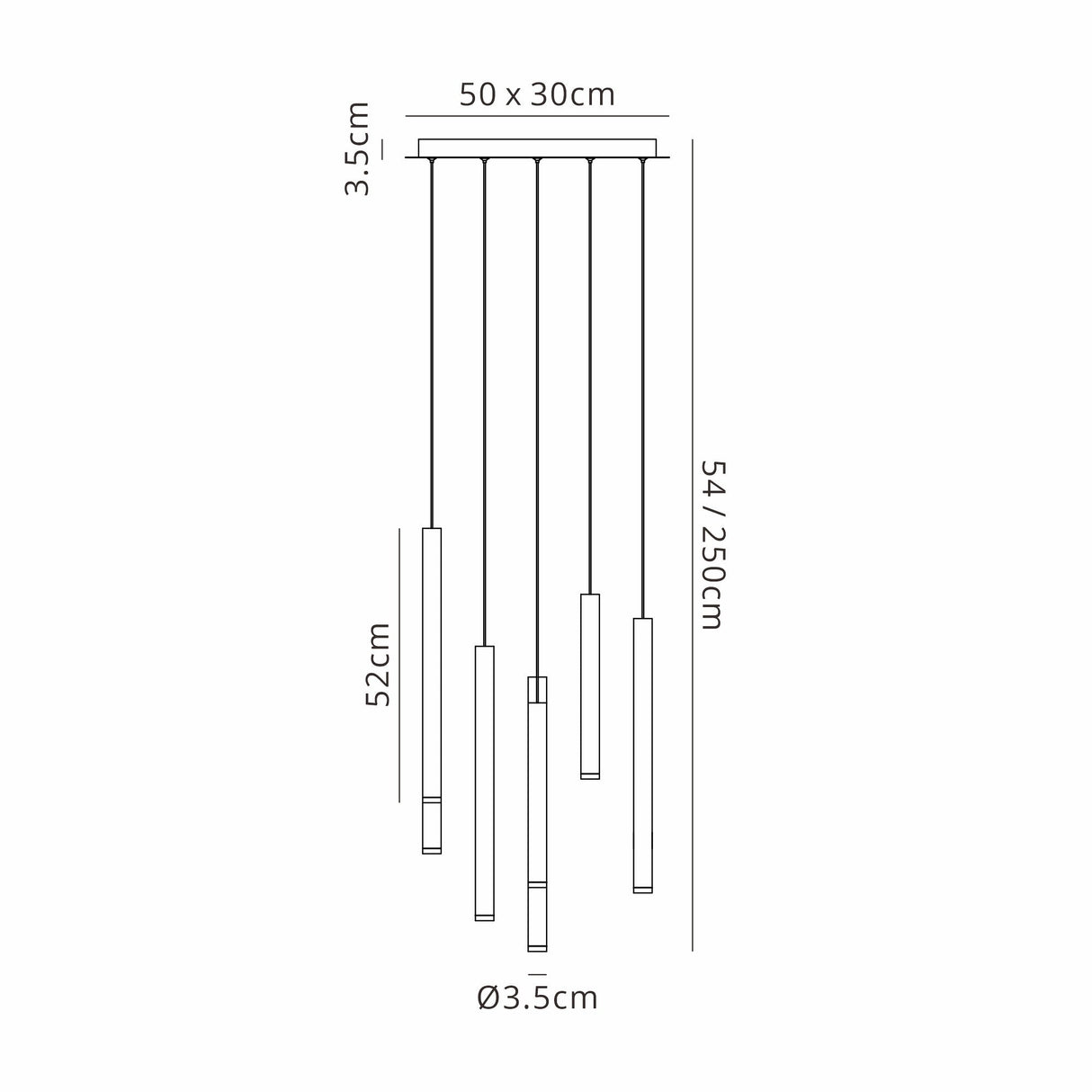 Cala 14 Light LED Bar Pendant Light 48W 3000K - Multicoloured