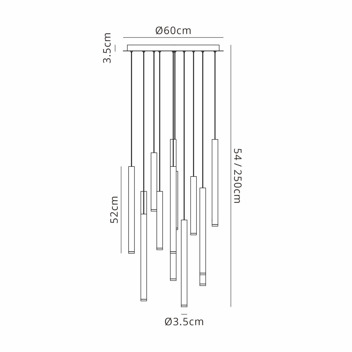 Cala 14 Light LED Cluster Pendant Light 84W 3000K - Multicoloured