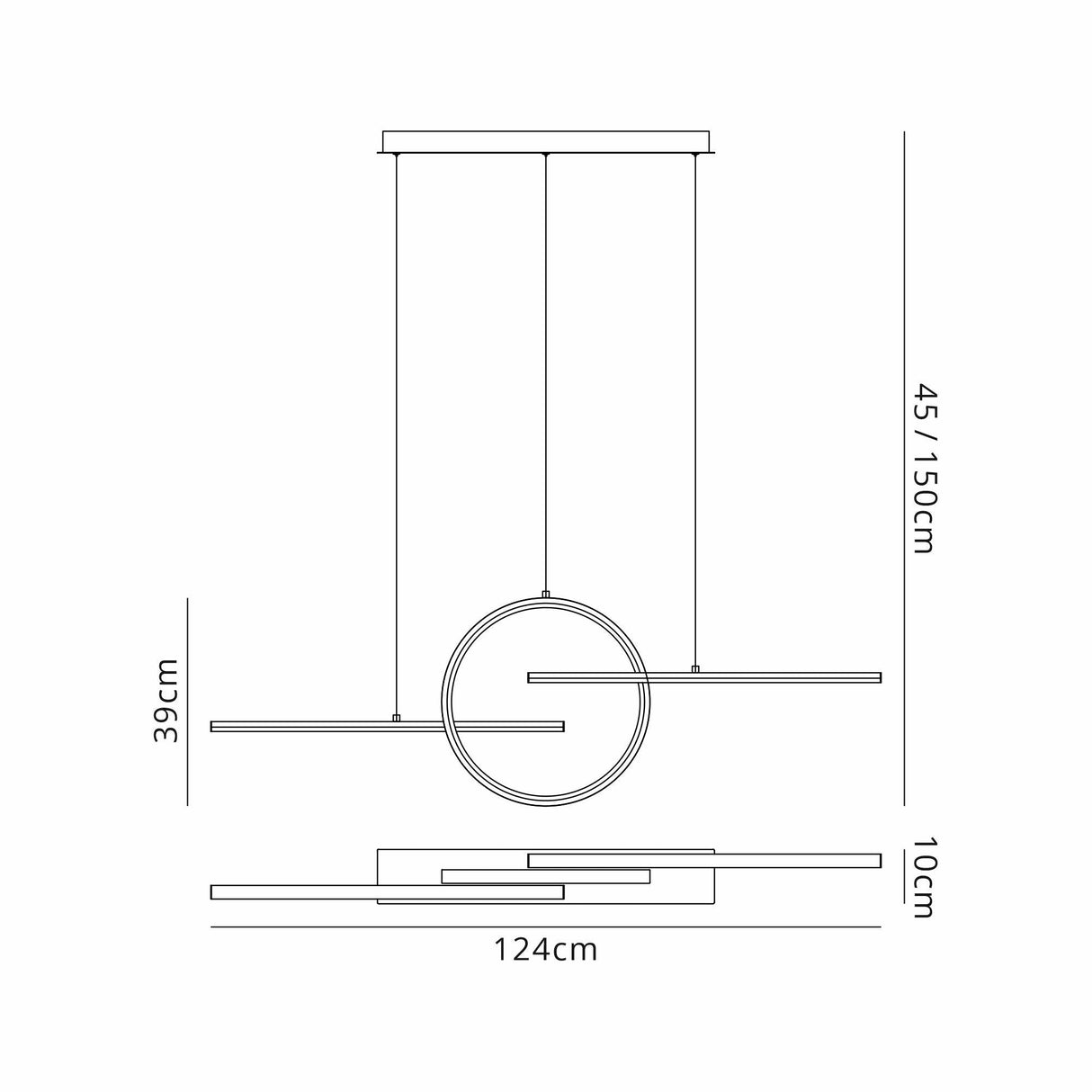 Kitesurf Loop Dimmable LED Linear Suspension Light - Black