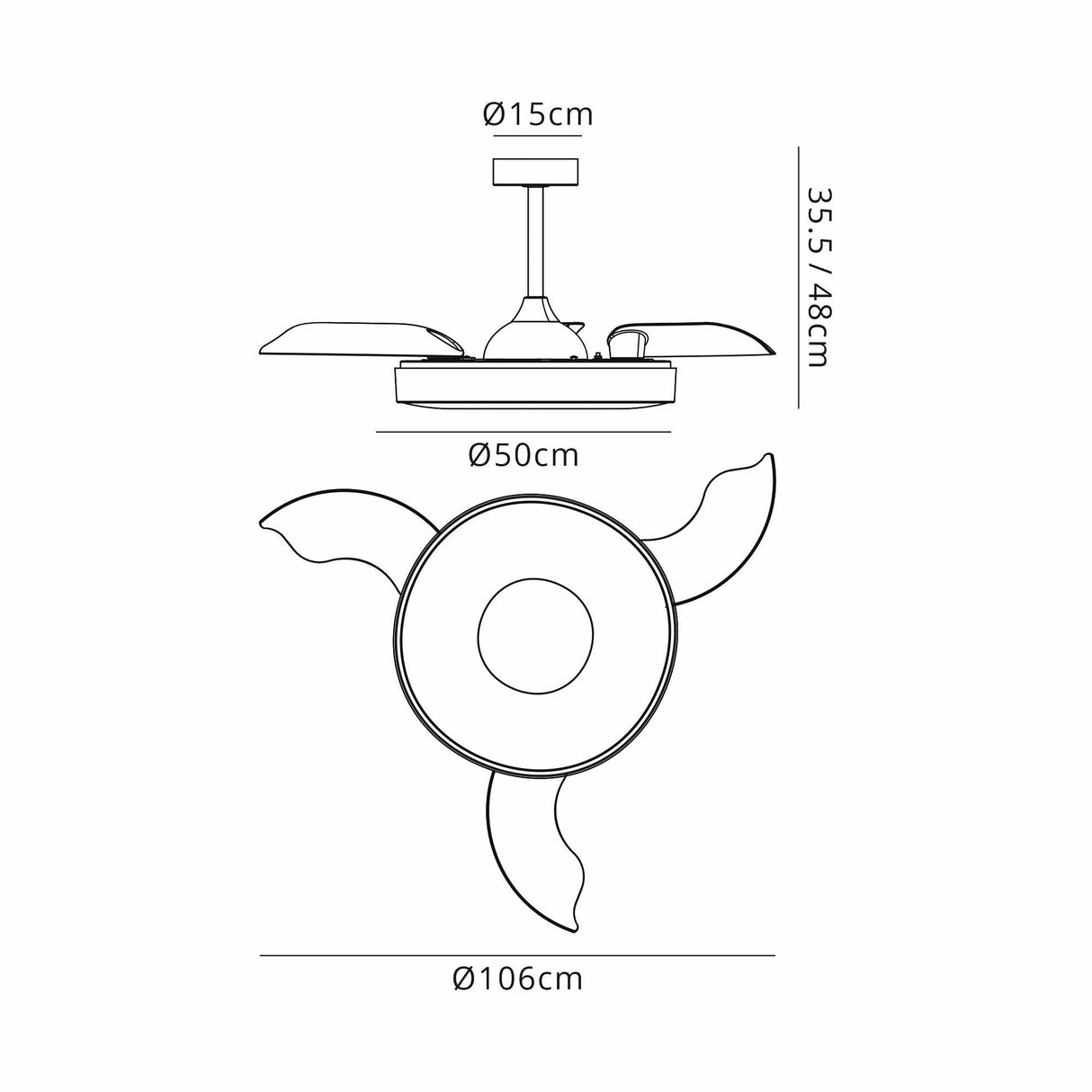 Coin Air CCT Dimmable LED Ceiling Retractable Fan Light With Remote & APP Control - White