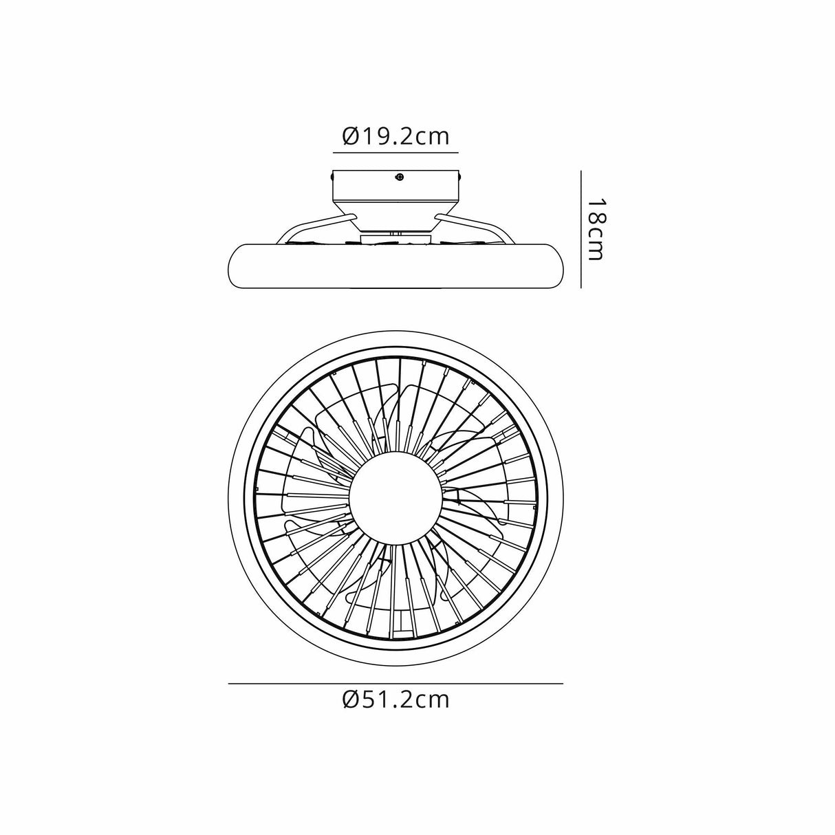 Turbo CCT Dimmable LED Ceiling Retractable Fan Light With Remote - Black