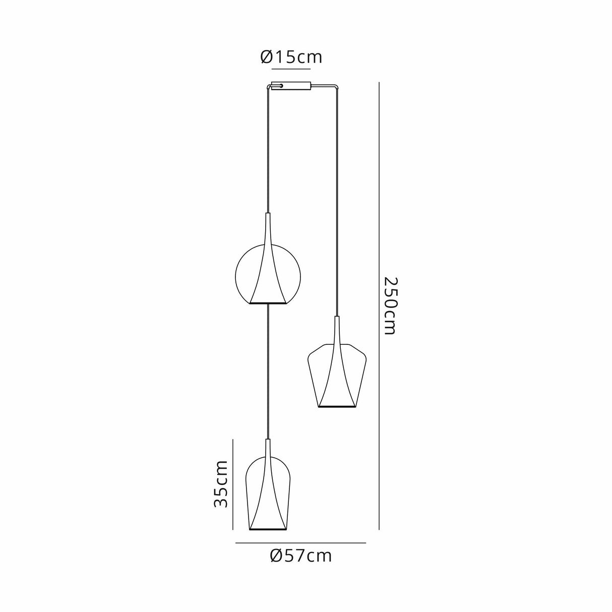 Elsa 3 Light Glass Cluster Pendant Light - Multicoloured