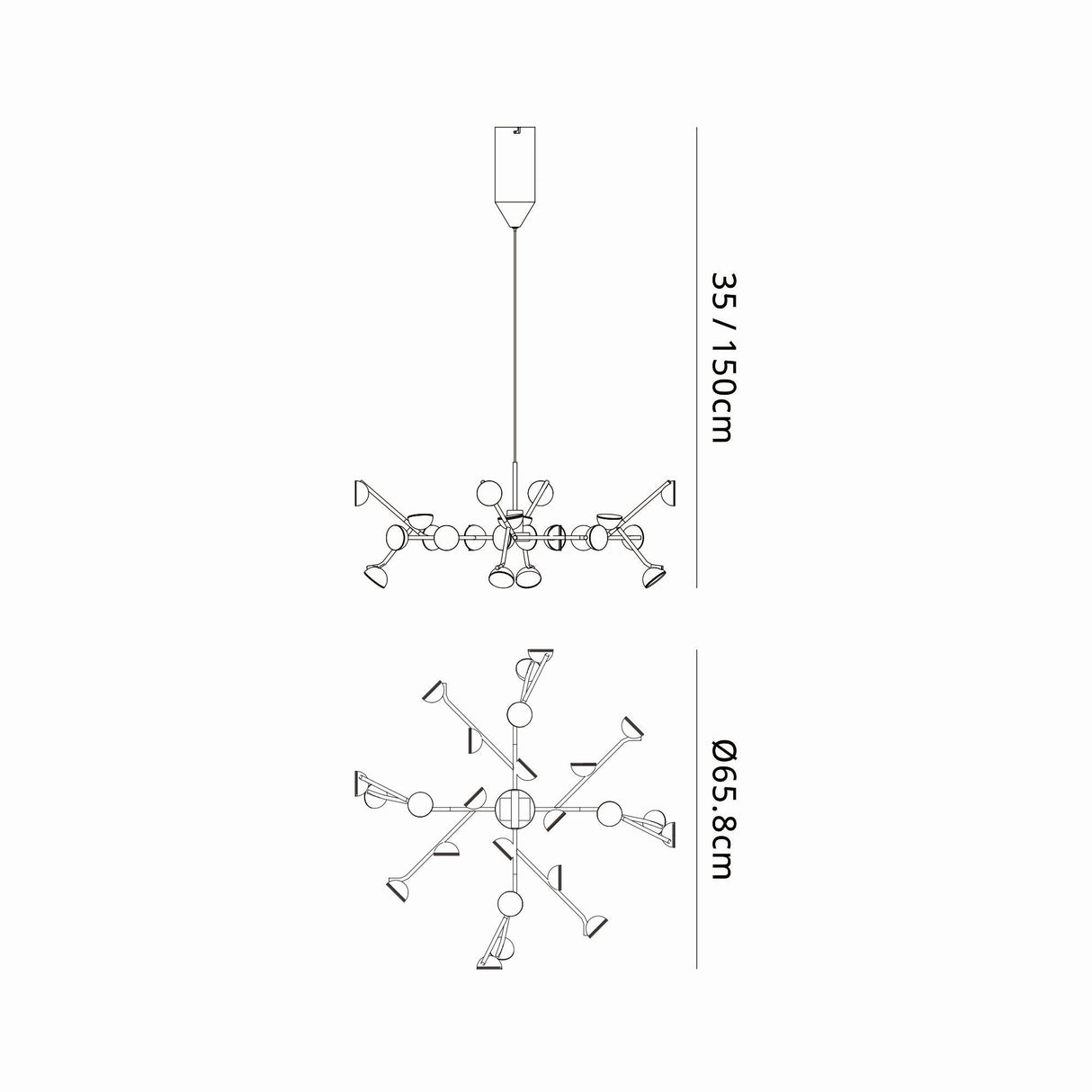 Adn 65.8cm LED Dimmable Suspension Light 72W 3000K - White