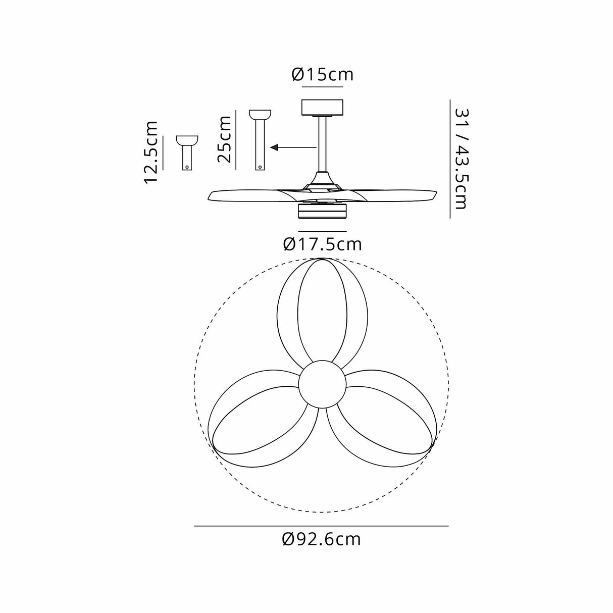 Infinity CCT Dimmable LED Ceiling Retractable Fan Light With Remote Control - White/Brown