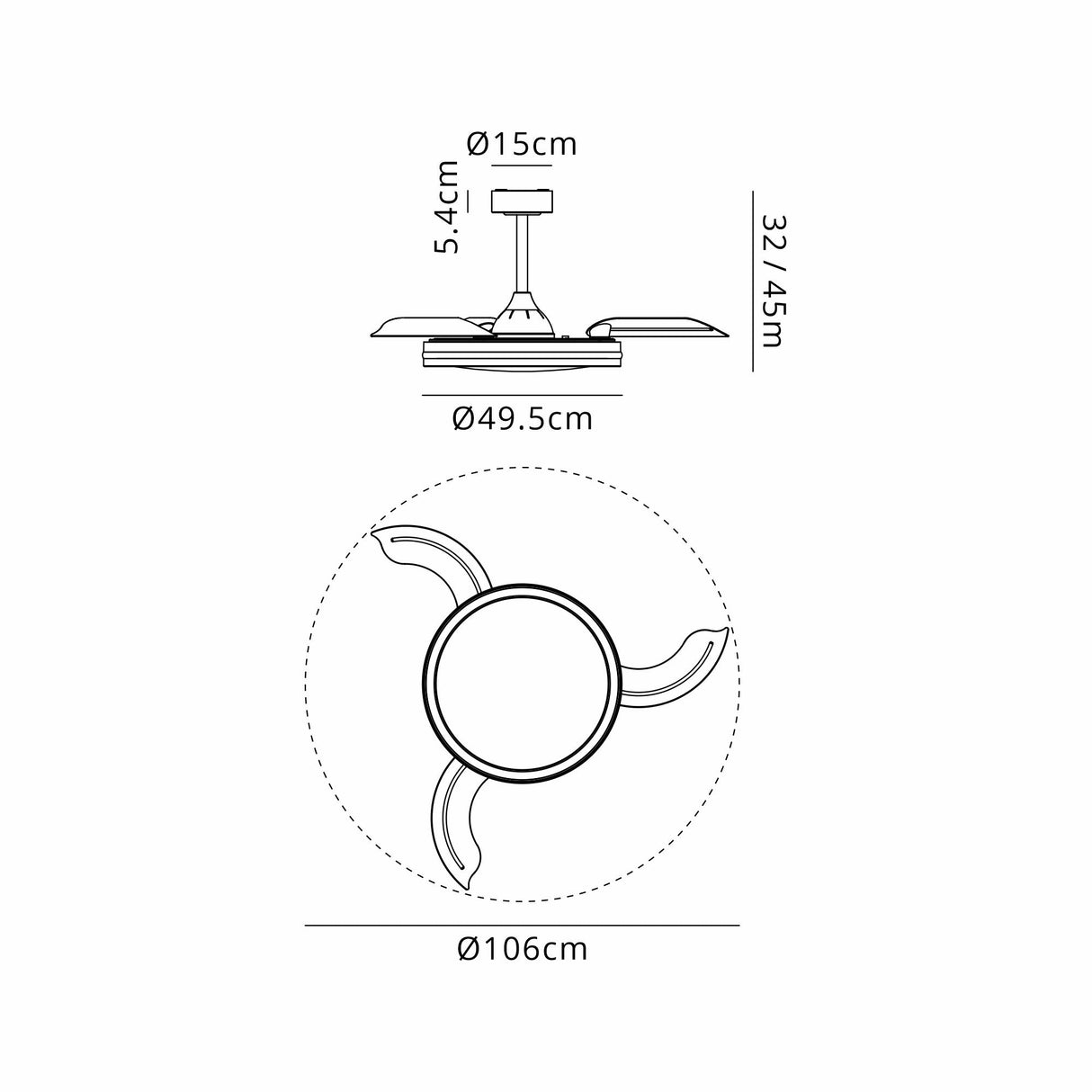 Rafaga RGB CCT Dimmable LED Ceiling Retractable Fan Light With Remote Control - Black