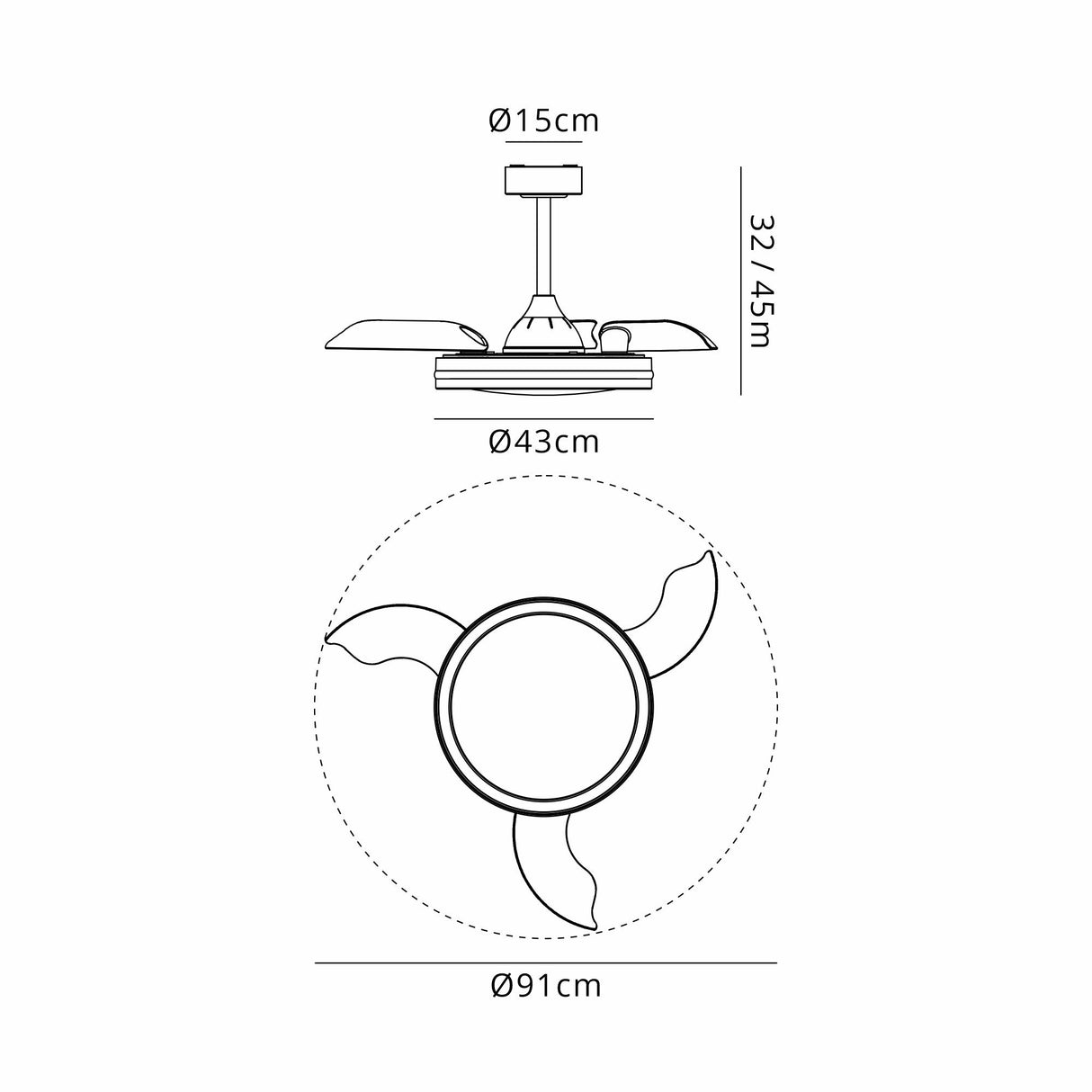 North RGB CCT Dimmable LED Ceiling Retractable Fan Light With Remote Control - Black